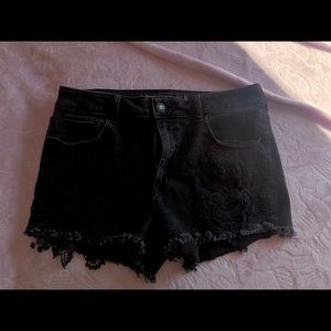 Black jean Shorts with Lacey detail in the side